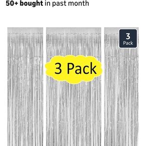Silver Foil Fringe Curtain 3 Pack